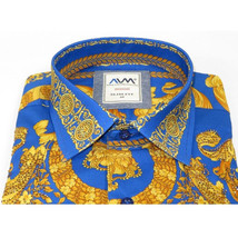 Men's AVM Crystal Shirt Medallion Medusa Cotton Slim Fit 9628-06 Royal Blue image 8