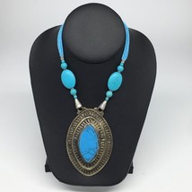 Turkmen Necklace Antique Afghan Tribal Turquoise Inlay Beaded ATS Necklace VS89 - £17.20 GBP