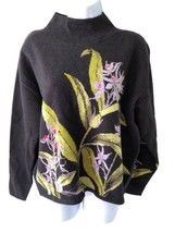 Anthropologie Maeve Sweater Womens Small Black Floral Boho Soft Workwear - £41.73 GBP