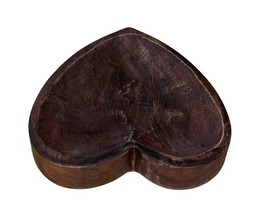 Indaba Heart Shaped Wood Spoon Rest Trinket Tray 8" Rustic Handmade India image 3
