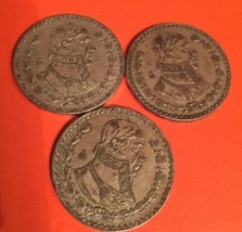 Lot 3 x Mexico Un Peso Silver Coins 1960 1961 1962 - £19.95 GBP
