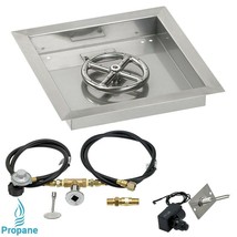 American Fireglass SS-SQPKIT-P-12 12 in. Square Stainless Steel Drop-In ... - $525.01