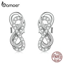 925 Sterling Silver Double Infinity Symbol Stud Earrings for Women Dazzling CZ S - £20.16 GBP