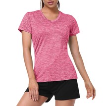 Fitness  T-shirt Women Solid Color V Neck Short Sleeve Moisture Wic Athletic Shi - £89.33 GBP