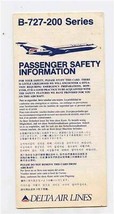 Delta Airlines B-727-200 Series Passenger Safety Information Card 1988 - $21.78
