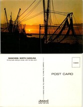 North Carolina(NC) Wanchese Shrimp Boats Sunset Dusk Ocean View Vintage Postcard - £7.49 GBP