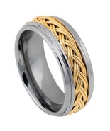Tungsten Step Edge High Polished Yellow Gold IP Plated Double Braid  8mm... - €33,42 EUR