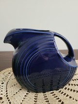 Vintage Fiesta Large Fiestaware Pottery Water Pitcher Cobalt Blue Glaze 7-1/4&quot; - £18.28 GBP