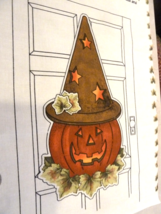 Vintage Daisy Kingdom Fabric Large Tin Hat Jack Door Panel Halloween Pumpkin  - £7.88 GBP