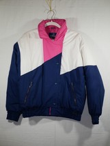 Vtg 80s 90s Ski Jacket EDELWEISS Coat RETRO Pink Blue White Large Ladies - £35.96 GBP