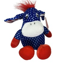 Softouch Toys Donkey Plush Red White Blue Vtg Stuffed Donkey 10&quot; inch Pa... - $9.85