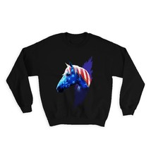 Horse USA American Colors : Gift Sweatshirt United States Flag Animal Patriotic  - £23.14 GBP
