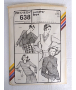 Stretch &amp; Sew #638 Uncut Sewing Pattern 1980 Pullover Tops Bust Sizes 28-44 - £7.82 GBP