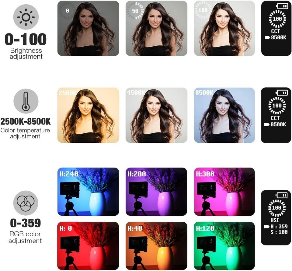 Professional G1s RGB Video Light - Strong 210min Battery & Color Temp 2500-8500K Item image 4