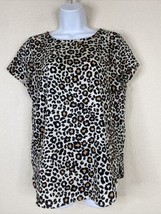 Ann Taylor Womens Size S Animal Print Round Neck Blouse Short Sleeve - £8.45 GBP