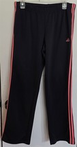 Womens L adidas Black Pink Stripes Drawstring Waist Athletic Lounge Swea... - $352.44 MXN