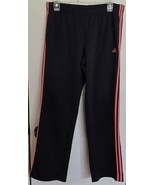 Womens L adidas Black Pink Stripes Drawstring Waist Athletic Lounge Swea... - $349.79 MXN