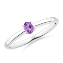 Angara Natural Classic Solitaire Oval Amethyst Promise Ring in 14K Gold (4x3MM) - £247.35 GBP