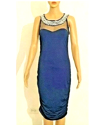 NWT Nikkialo Blue Dress with Crystals and Faux Pearls Lined Sleeveless S... - $24.33