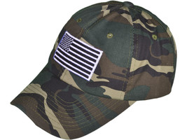USA American Flag Stars &amp; Stripes Black Tonal Flag Adjustable Camo Cap Hat - £8.39 GBP