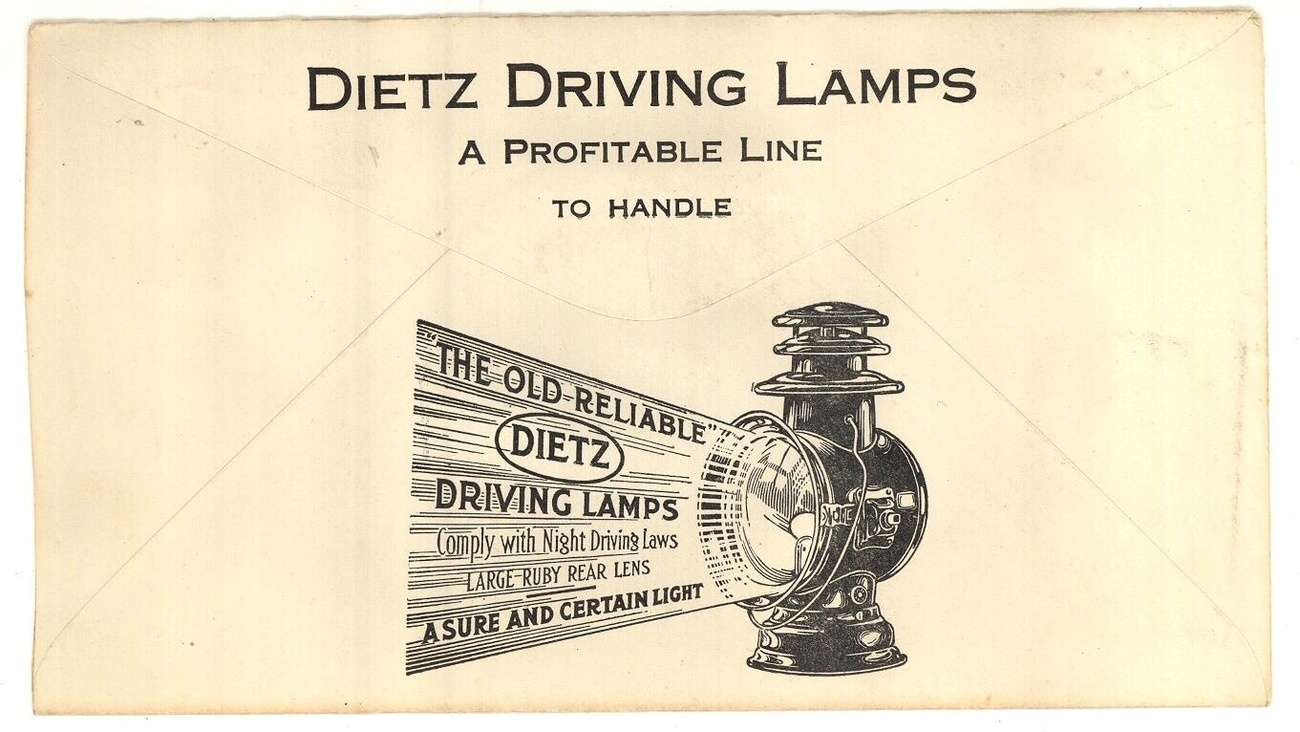 Dietx lanterns advertising postal cover driving lamps 1916 Item image 2