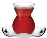 12 Pcs Pasabahce Tea Cup Saucer Set Curved Glass Traditional Turkish New - $38.57
