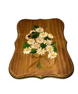 VINTAGE 1975 Hand Painted Dausy Bouquet Wood Wall Plaque Decor Green Piping - €21,67 EUR