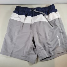 Speedo Mens Shorts Medium Navy White Gray Pockets Drawstring Colorblock ... - £11.01 GBP