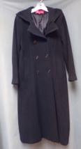 Vintage Anne Klein Women&#39;s Wool Cashmere Blend Black Dress Coat Size 6 Hooded - £62.64 GBP