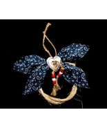 Handcrafted Western Rope and Blue Bandana Christmas Ornament - £8.83 GBP