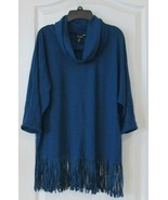 Terre Bleue Cowl Neck Fringe Sweater 3 color choices Women&#39;s Sz S-XXL NWT - $21.48
