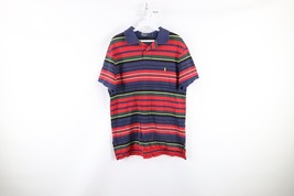 Vtg 90s Ralph Lauren Mens Large Custom Fit Rainbow Striped Collared Polo... - $49.45