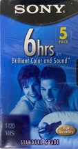 Sony VHS T-120VL/WA Standard Grade VHS Blank Tapes - 5 pack New Sealed - $17.50