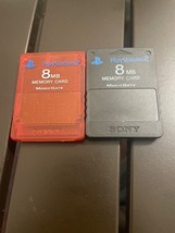 Lot Of 2 Sony PlayStation 2 MagicGate Memory Cards Black, Blue + Red / T... - £13.78 GBP