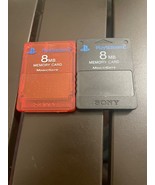 Lot Of 2 Sony PlayStation 2 MagicGate Memory Cards Black, Blue + Red / T... - $17.82