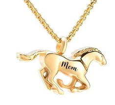 Horse Running Urn Cremation Keepsake Ashes Memorial Necklace Urn Necklace Pet Lo - £47.47 GBP