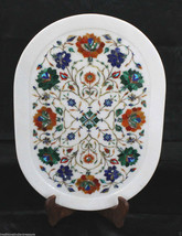 13&quot;x18&quot; White Marble Serving Plate Tray Decorative Pietra Dura Handmade ... - $1,026.12