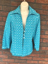 Leslie Stuart Size 10 Cotton Jacket Blazer Blue White Ribbon Sleeve Edge... - £4.27 GBP