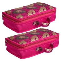 Jewellery Kit | Satin Morpankh Print Jewellery Kit | 4 Flappable Pouches &amp; 2 Ext - £21.04 GBP