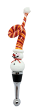 Twisty Hat Snowman Bottle Stopper Cork Blown Glass Christmas Bar Ware - £10.47 GBP