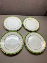 Vintage Set of 4 GDA Limoges France Green Edge with Gold Trim 8.5&quot; - £55.52 GBP