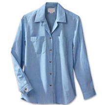 Womens Size Large Filson Blue Chambray Pure Cotton Button Front Shirt Top - £33.67 GBP