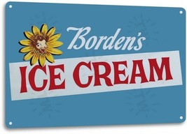 Borden’s Ice Cream Milk Store Kitchen Retro Logo Wall Decor Large Metal Sign - £15.63 GBP
