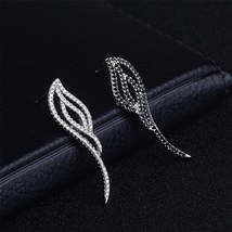 Black &amp; White Cubic Zirconia Wing Drop Earrings - £11.85 GBP