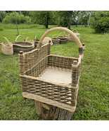 Large Handwoven Wicker Basket with Handle | Rustic Rectangular Storage - $246.87 CAD