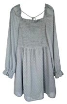 Pink Lily Women&#39;s Puff Sleeve Dress Long Sleeve Lined Dotted Size L Gray... - £11.68 GBP