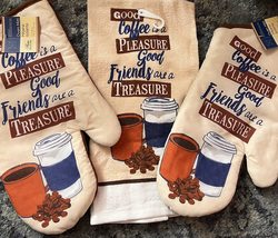 Greenbrier Coffee is Pleasure Oven Mitt and Towel Set - $10.87