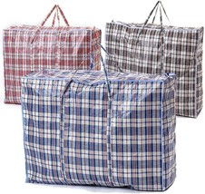 PP Woven Bag Jumbo Size Laundry Bags Zipped Reusable Shopping Storage Bag PK3 - £10.81 GBP