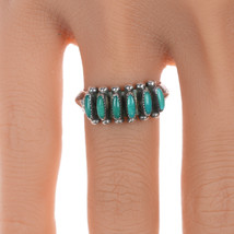 Sz6.25 Pete Paquin Zuni silver and turquoise needlepoint row ring - $133.65