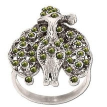 Sterling Silver Genuine 42 Marcasite Peacock Ring - £30.10 GBP